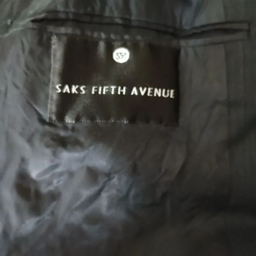 Vtg Hickey Freeman Saks Black Pinstripe Suit 42L 36x33 Wool/Cashmere USA Boardrm